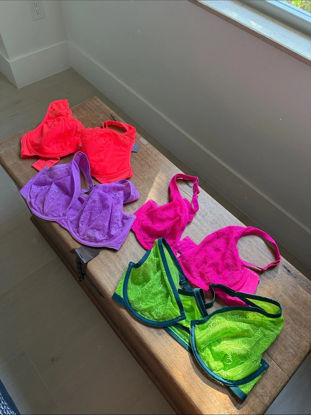 Cacique Lace Underwire Bras in Orange, Neon Pink, Purple & Lime